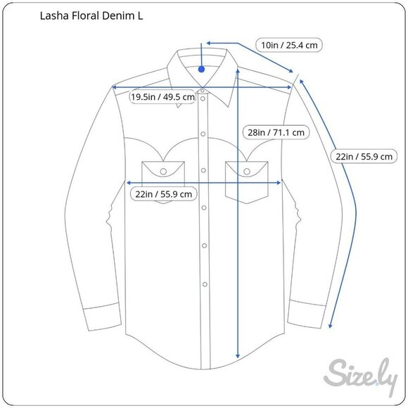 VTG Lasha Large Denim Flower Painted Floral Long Sleeve Button Up Shirt Top Sz L - Picture 3 of 10